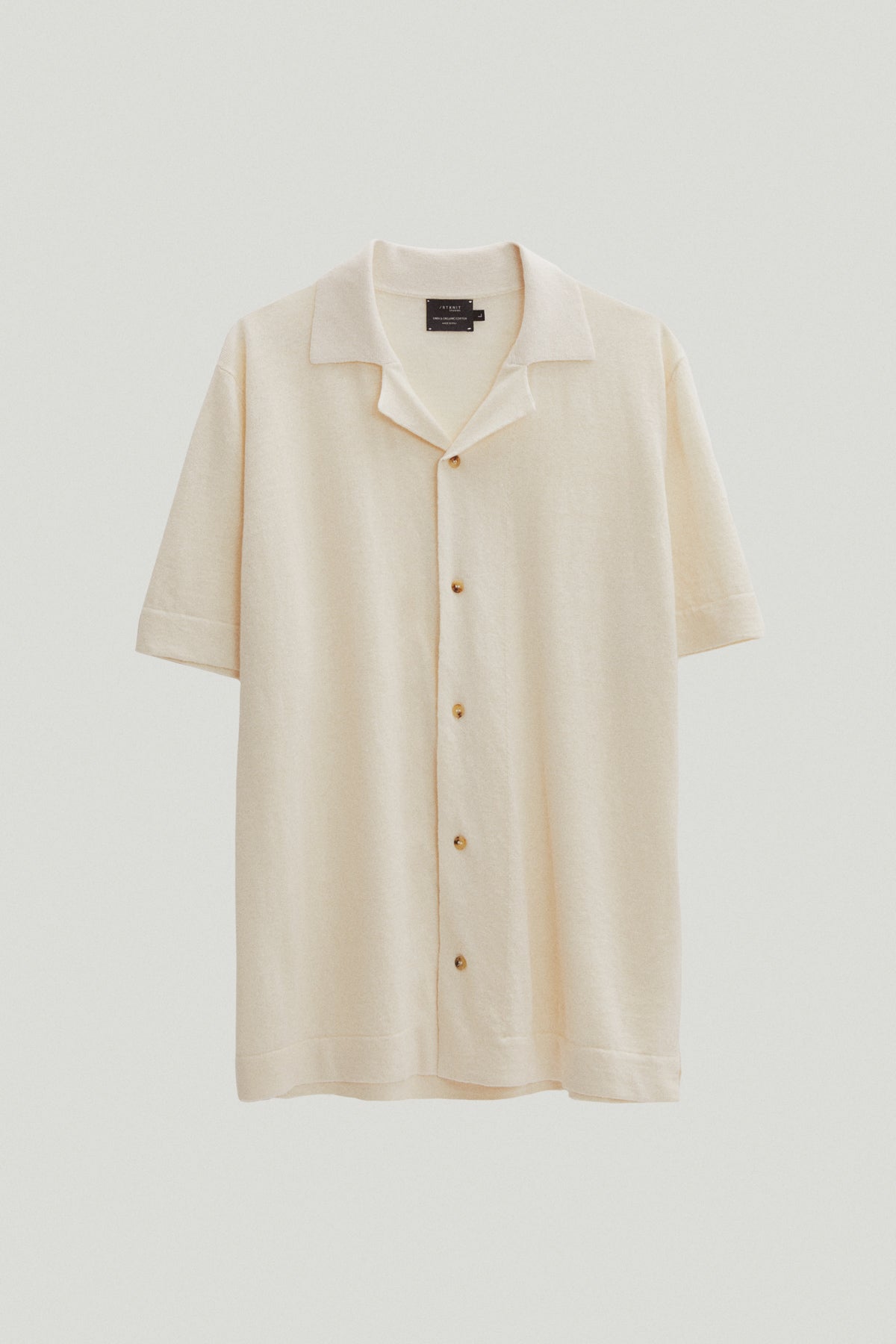 the linen cotton bowling shirt milk white