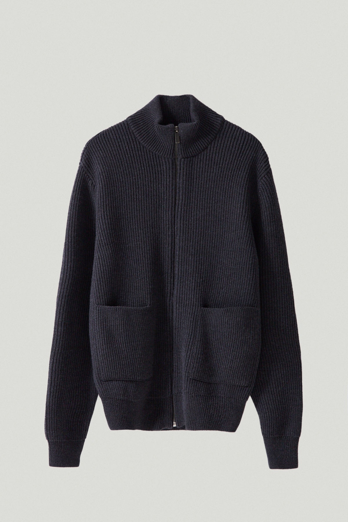 the merino wool zipped cardigan anthracite