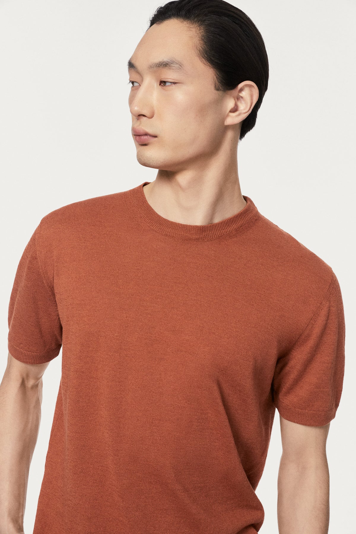 The Linen Cotton Knit T-Shirt - Copper