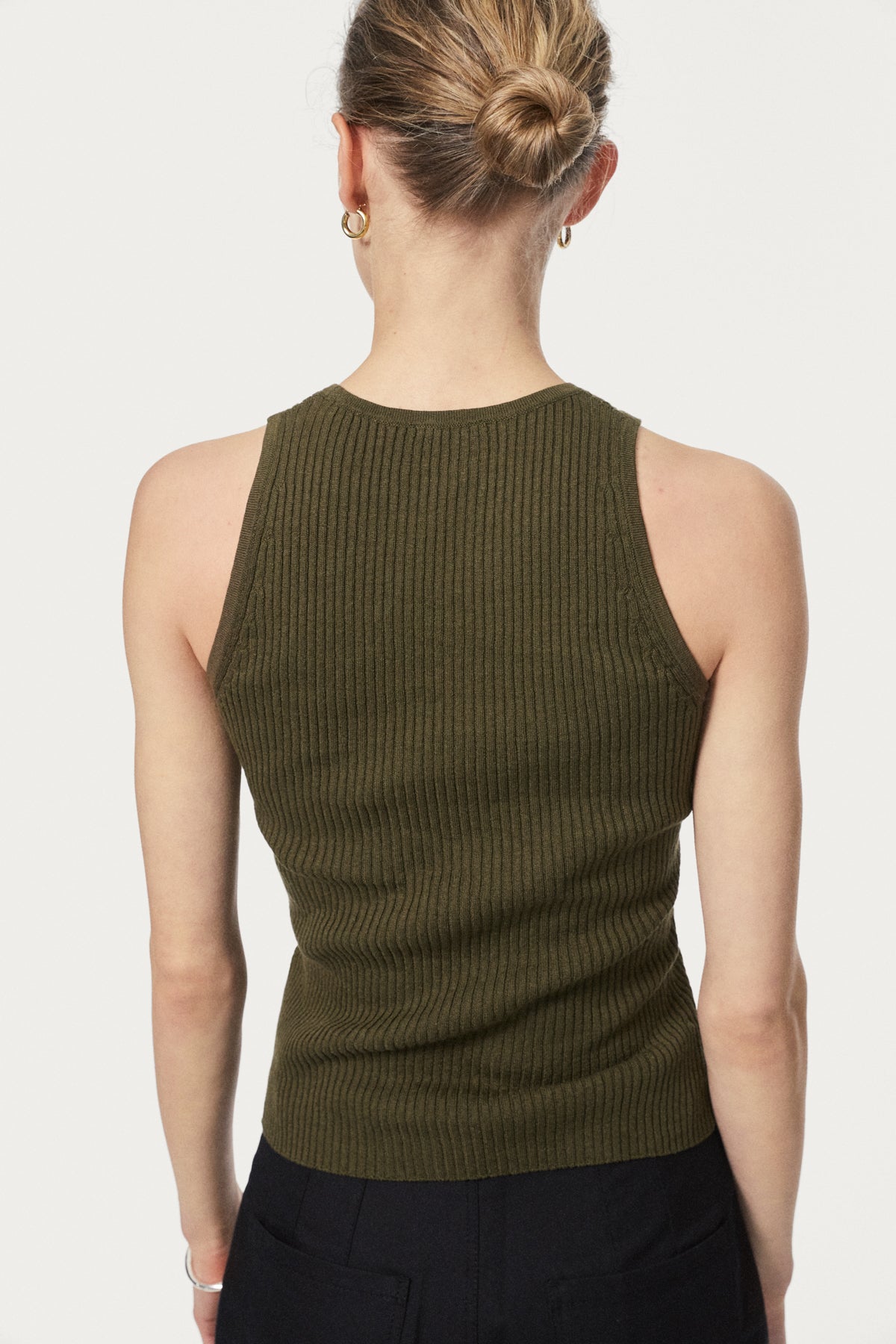 linen cotton tank top olive green