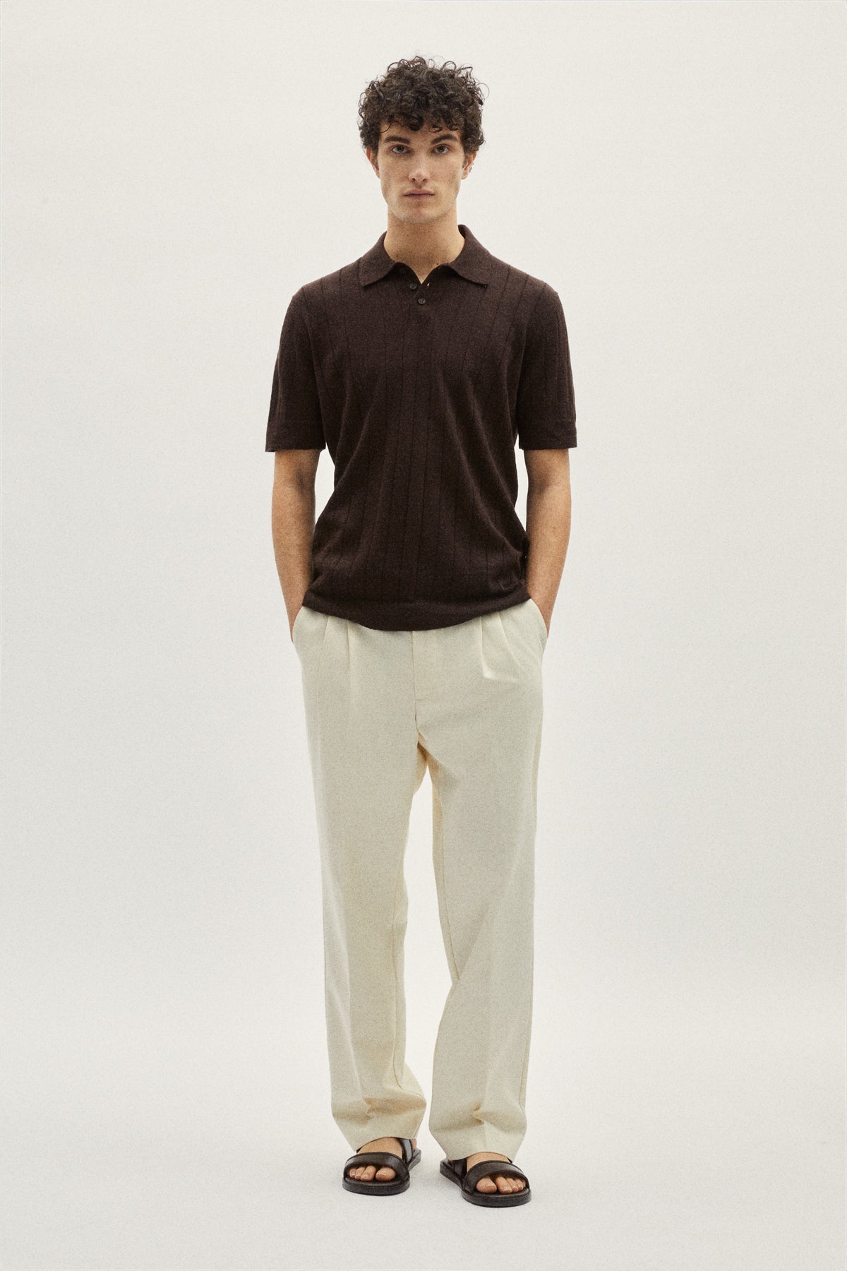 the linen cotton vintage polo brown