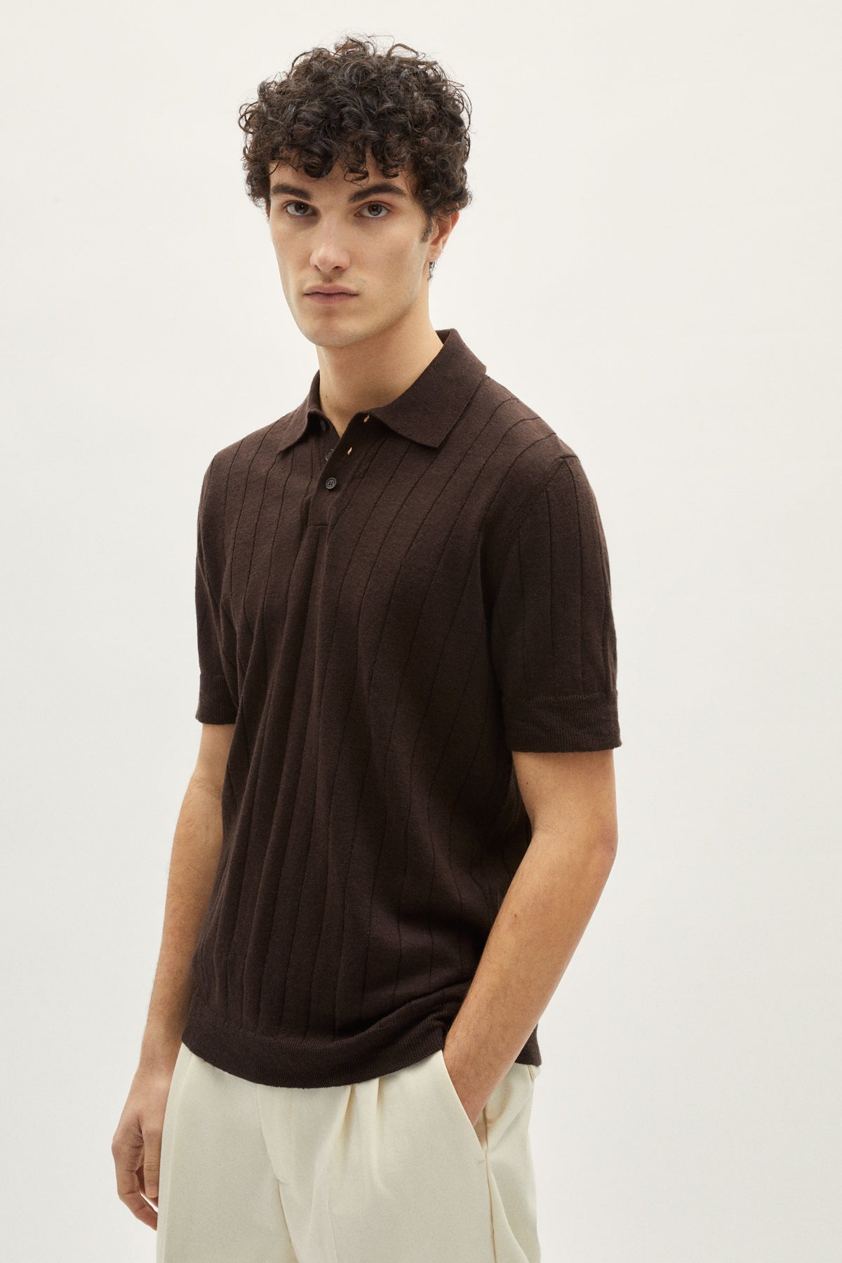 the linen cotton vintage polo brown