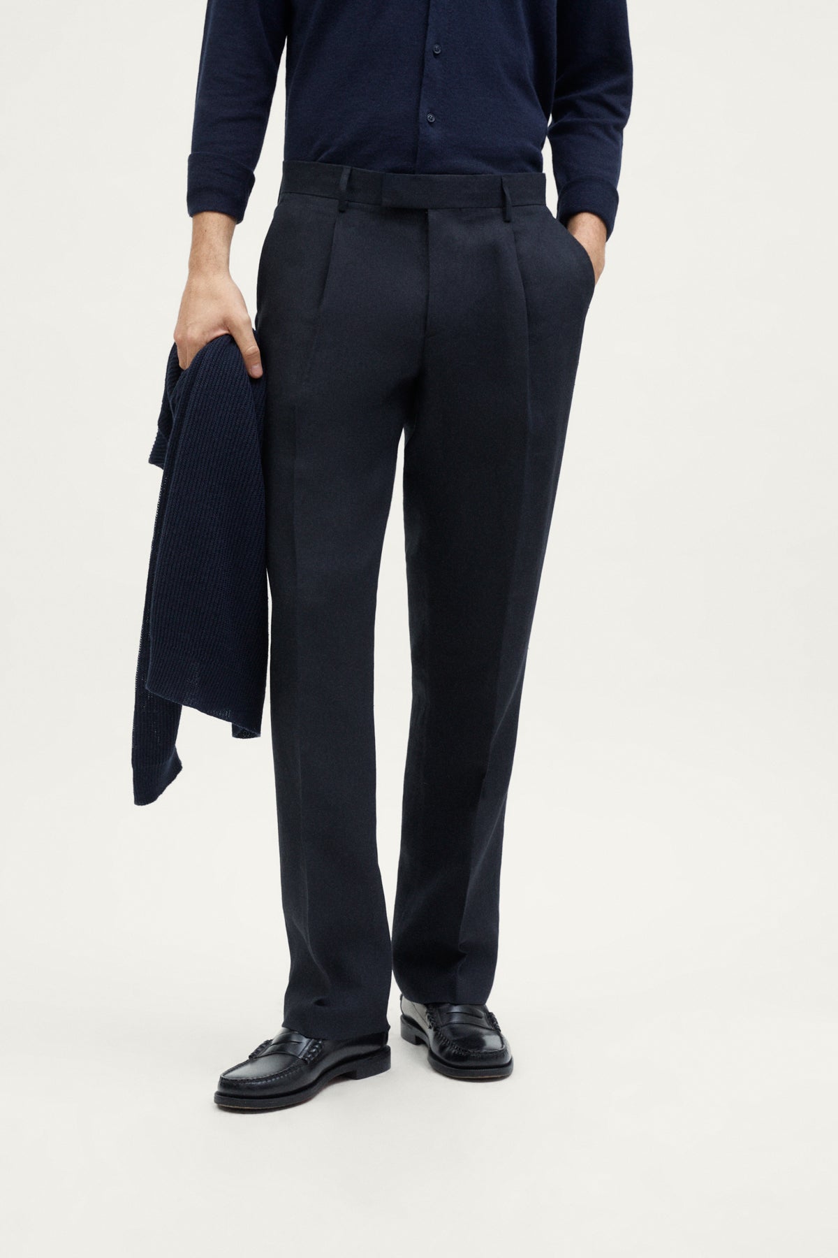 The Linen Twill Trousers - dark blue