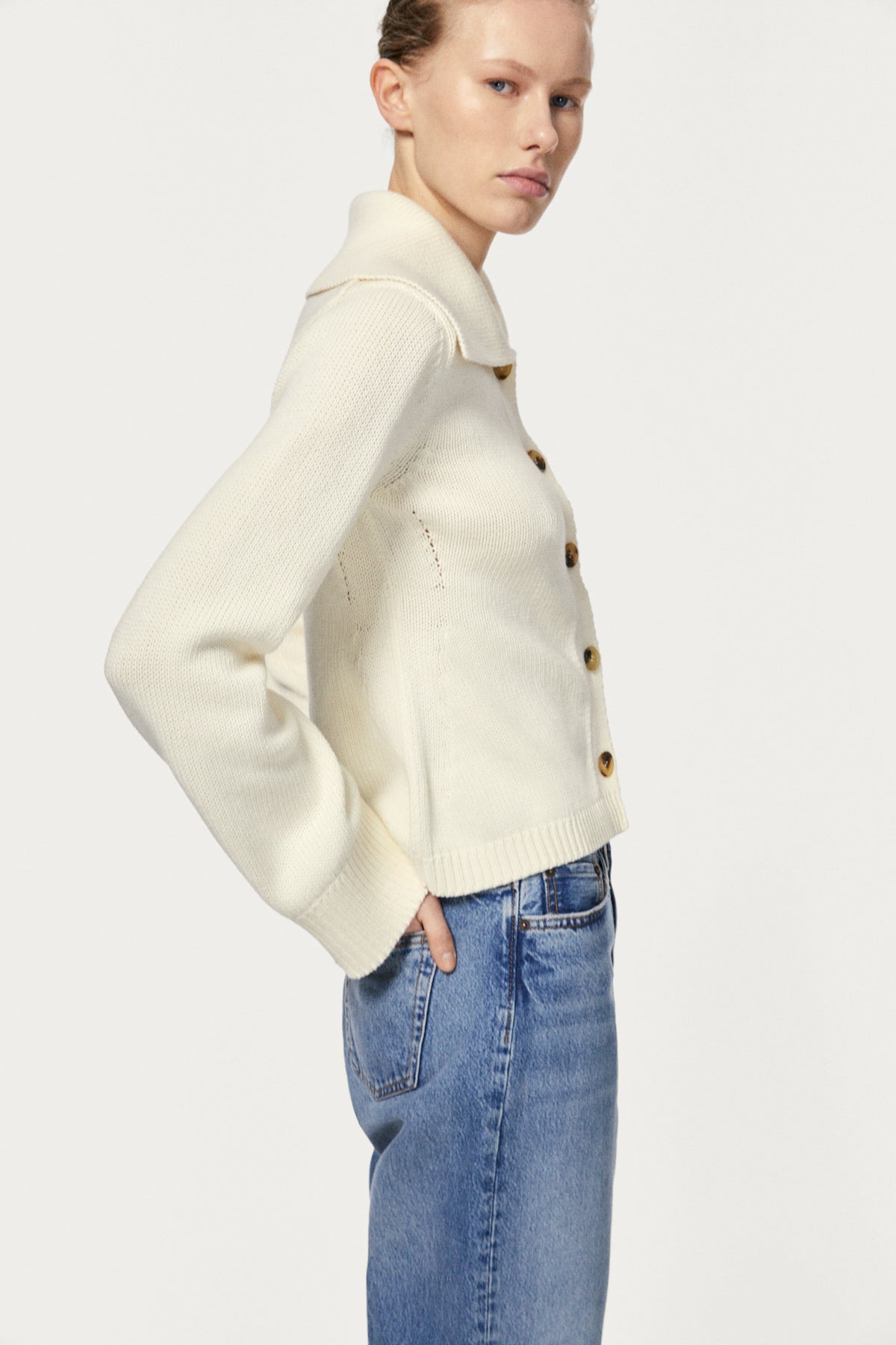 The Organic Cotton Tricot Cardigan milk white
