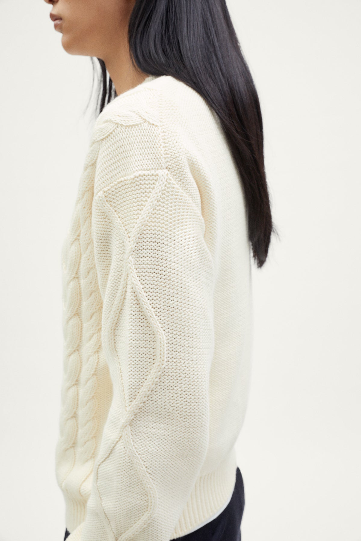 The Organic Cotton Aran Tricot Sweater milk white