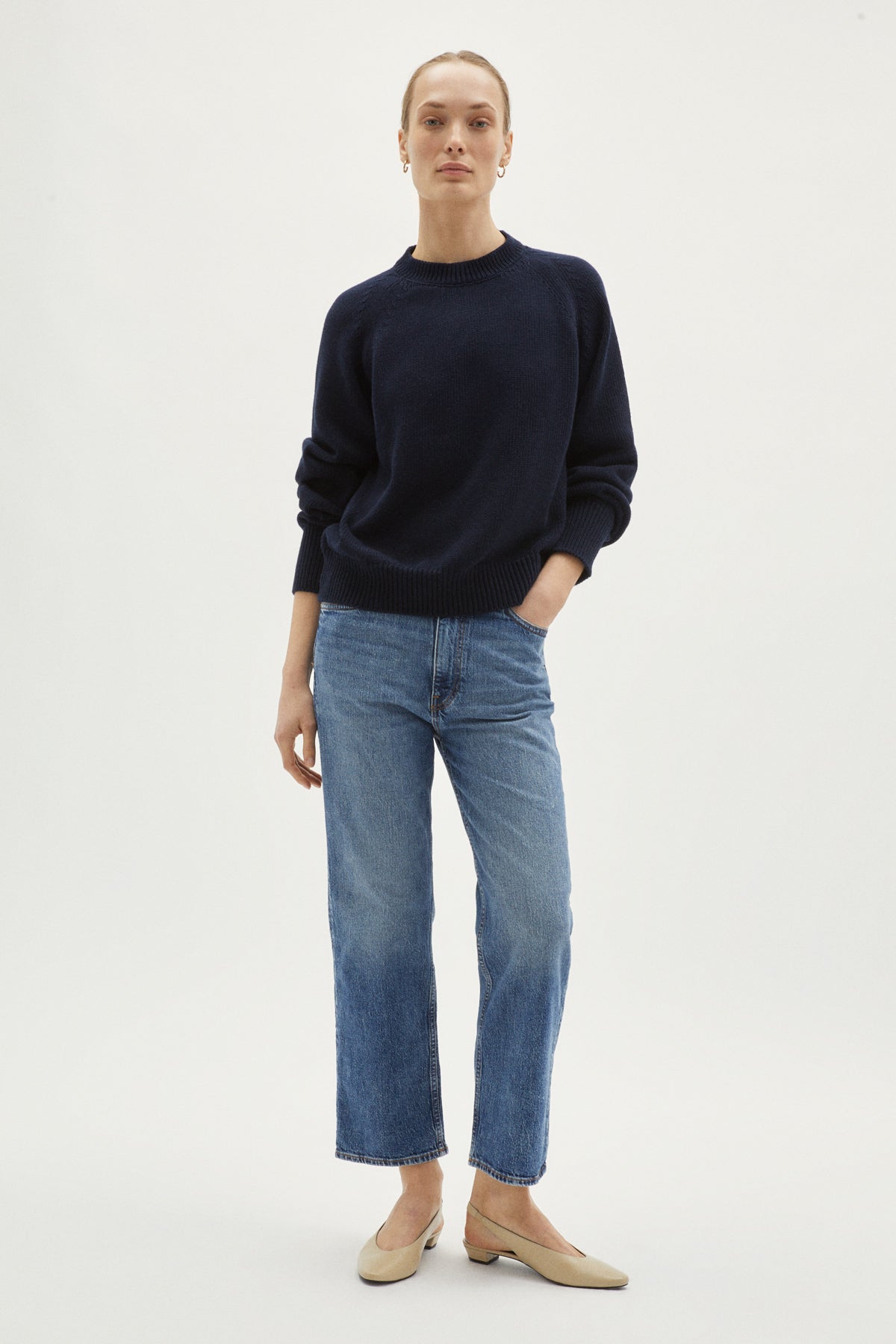 the organic cotton tricot sweater deep blue