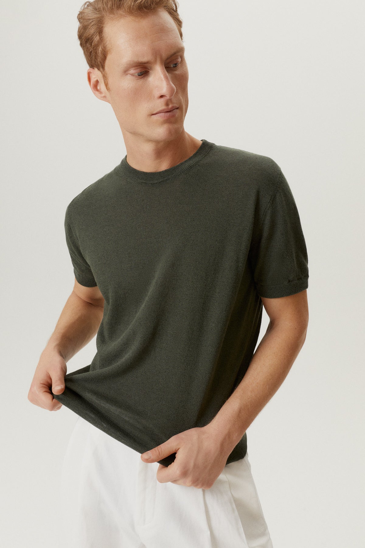  The Linen Cotton Knit T-Shirt military green