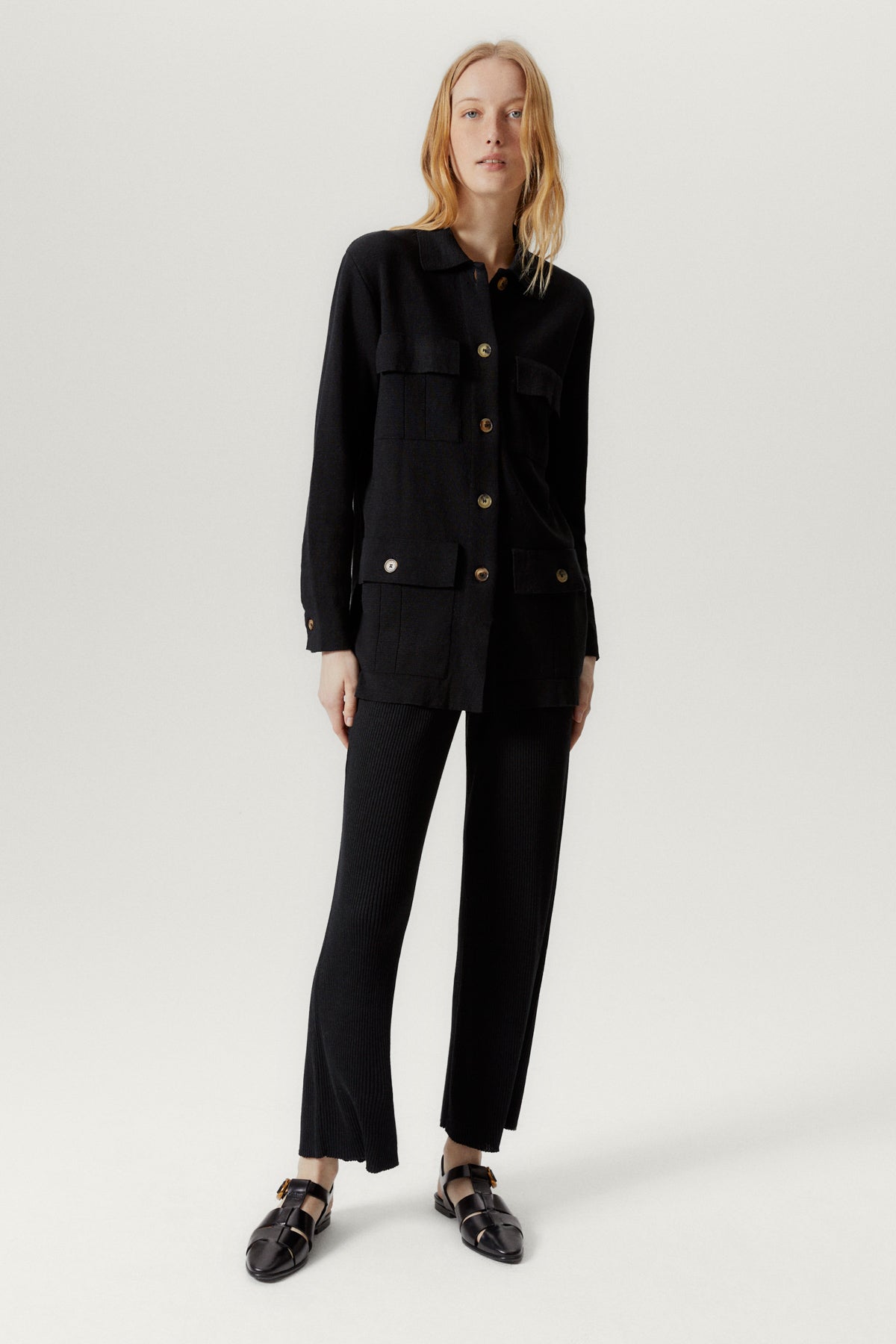 the linen cotton sahariana jacket black