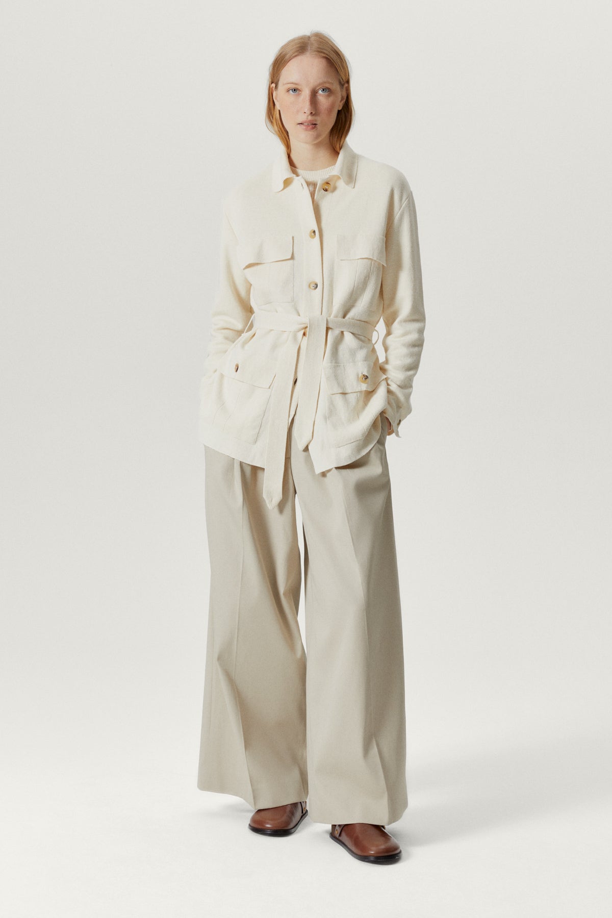the linen cotton sahariana jacket milk white
