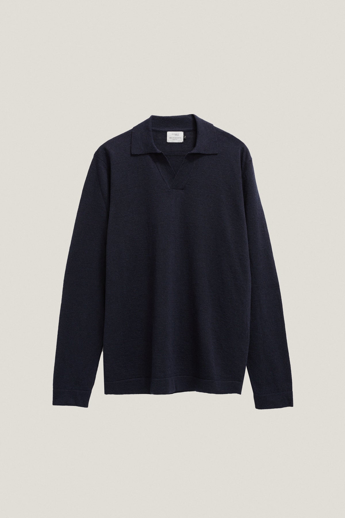 The Long-Sleeve Linen Cotton Polo blue 