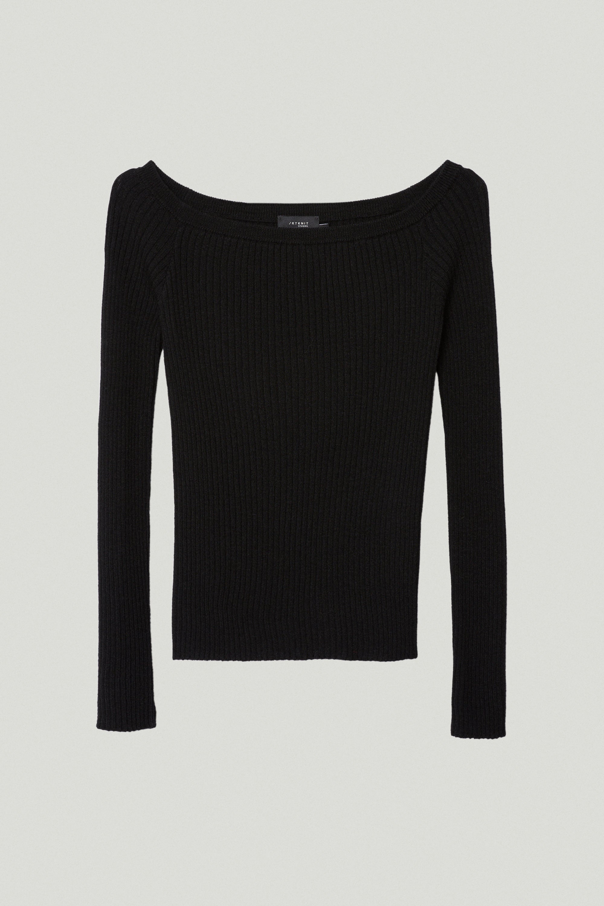 the merino wool off the shoulder top black