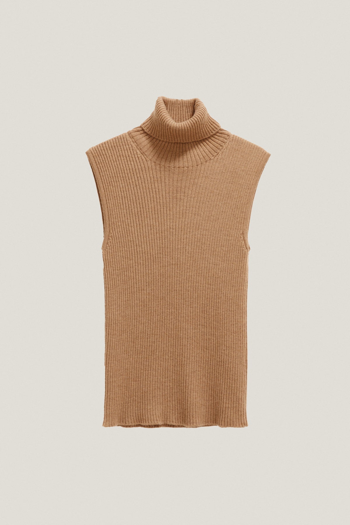 The Merino Wool Roll-Neck Top - Imperfect Version | Caramel 