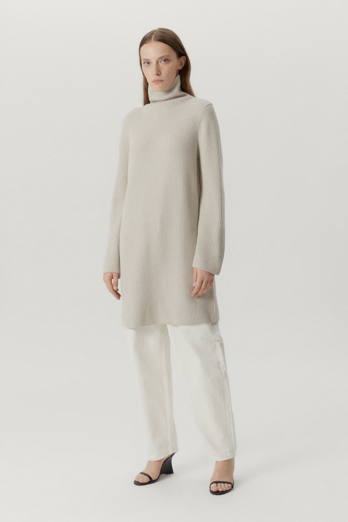 the merino wool short ribbed dress pearl