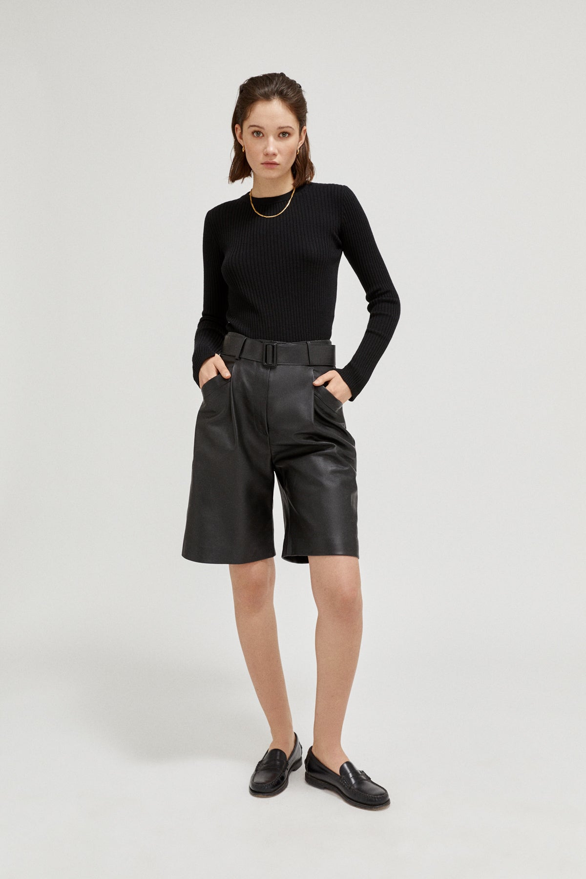 the merino wool ribbed sweater  pearl