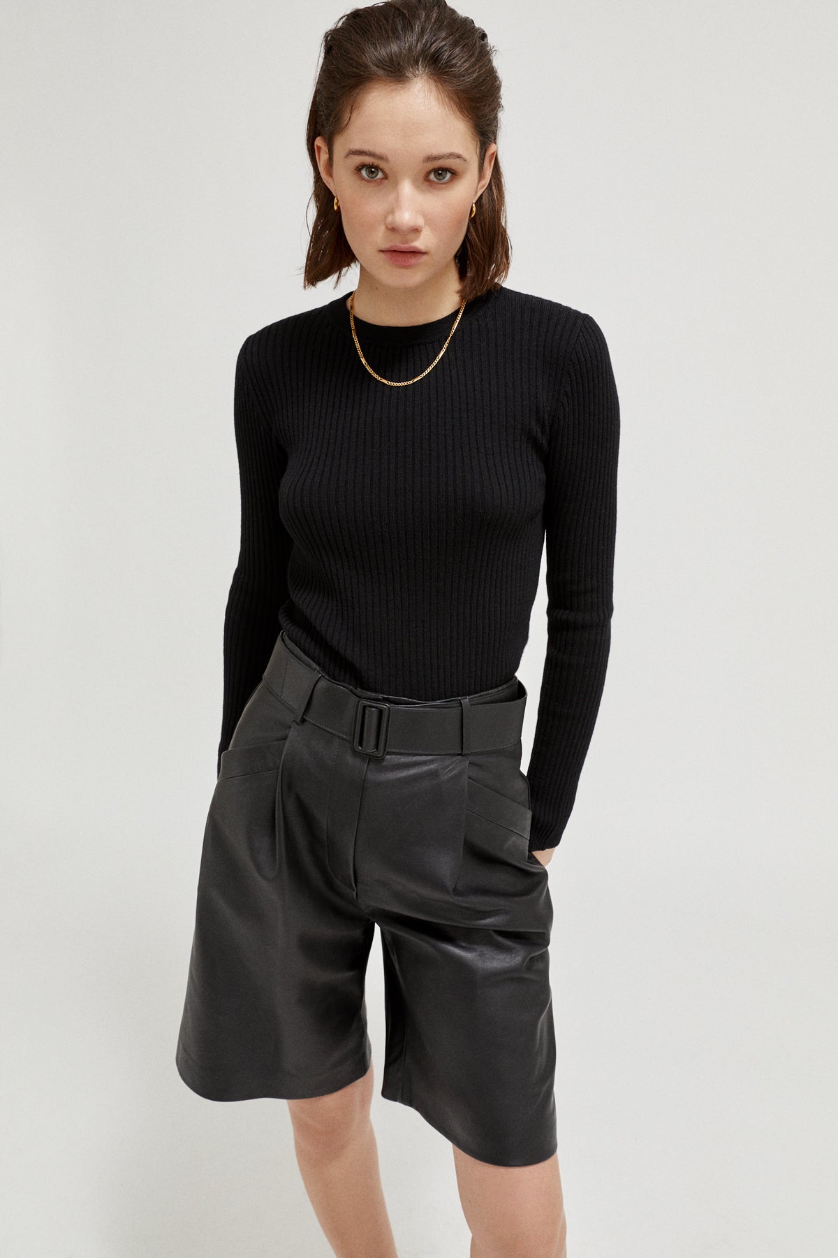 the merino wool ribbed sweater  pearl