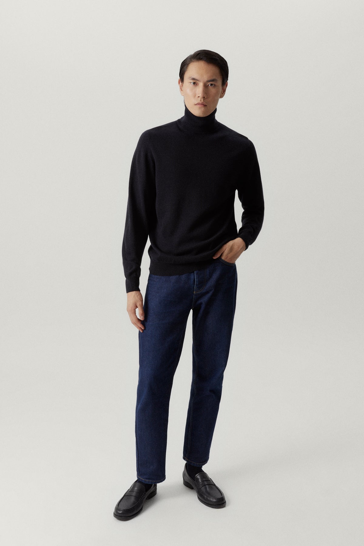 the ultrasoft roll neck sweater midnight blue