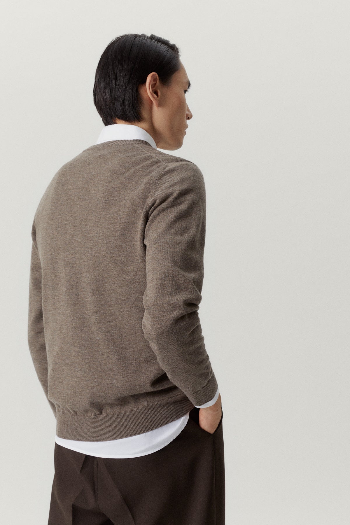 the ultrasoft v neck sweater brown melange