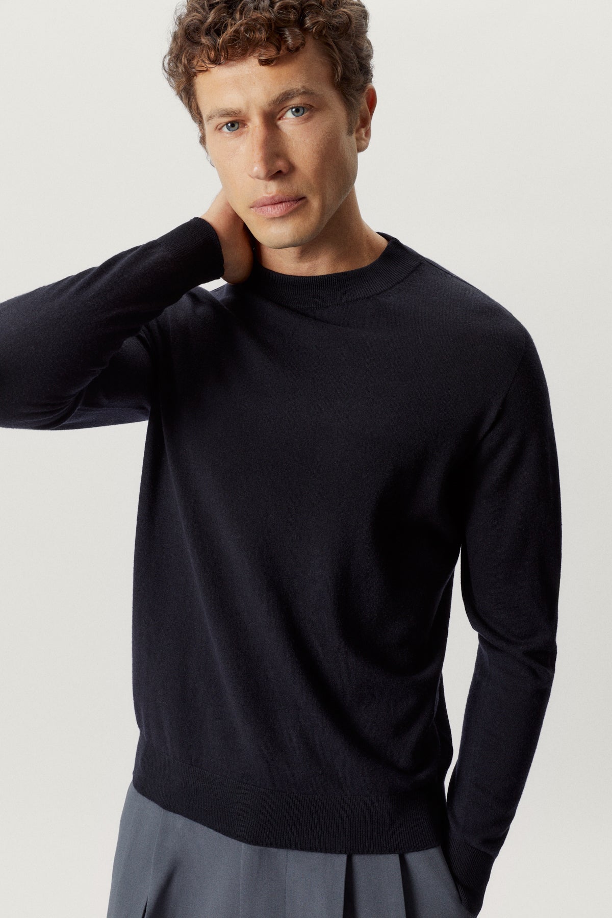 the ultrasoft wool mock neck midnight blue