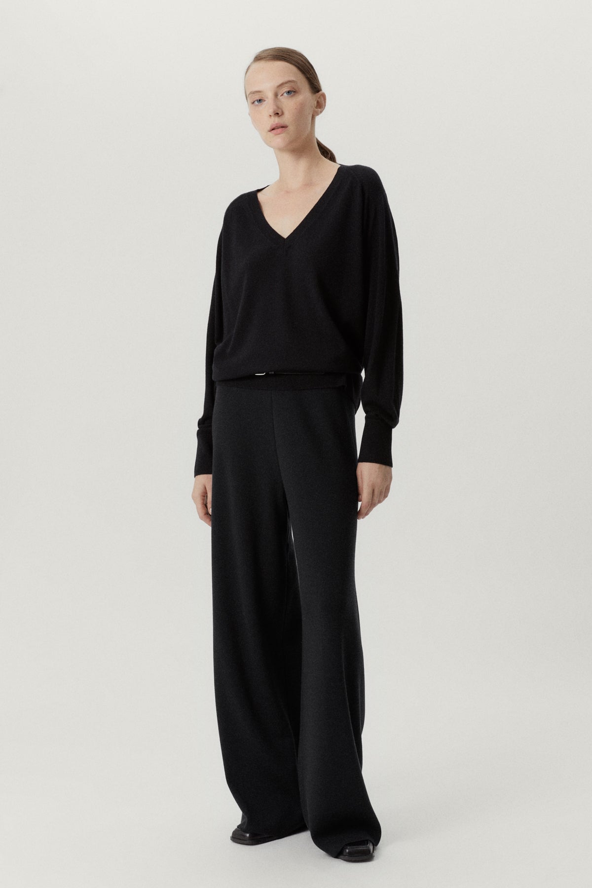 the ultrasoft wool palazzo pants black